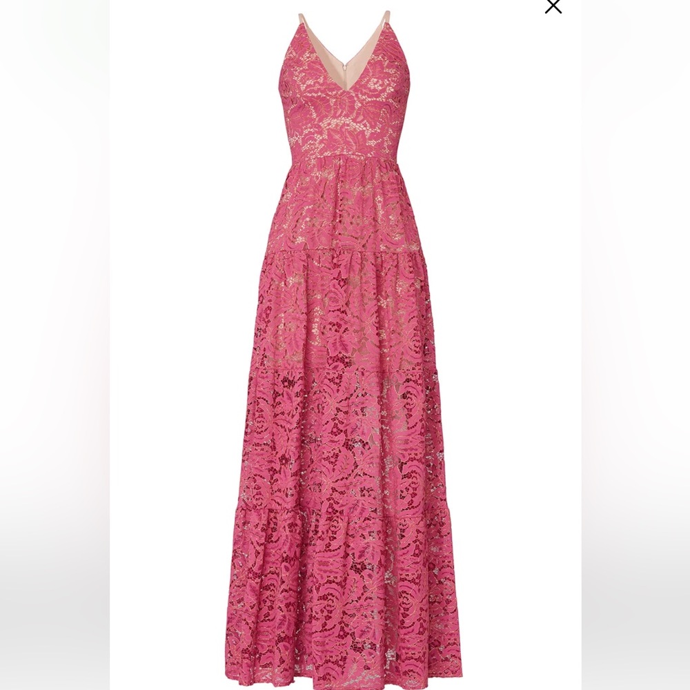 Dress the Population Melina Lace Maxi Gown Magenta Dress size M